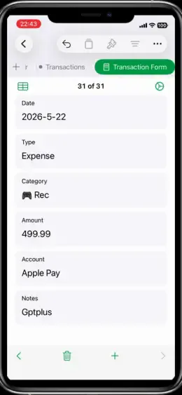Apple Numbers expense tracker template showing a monthly spending summary