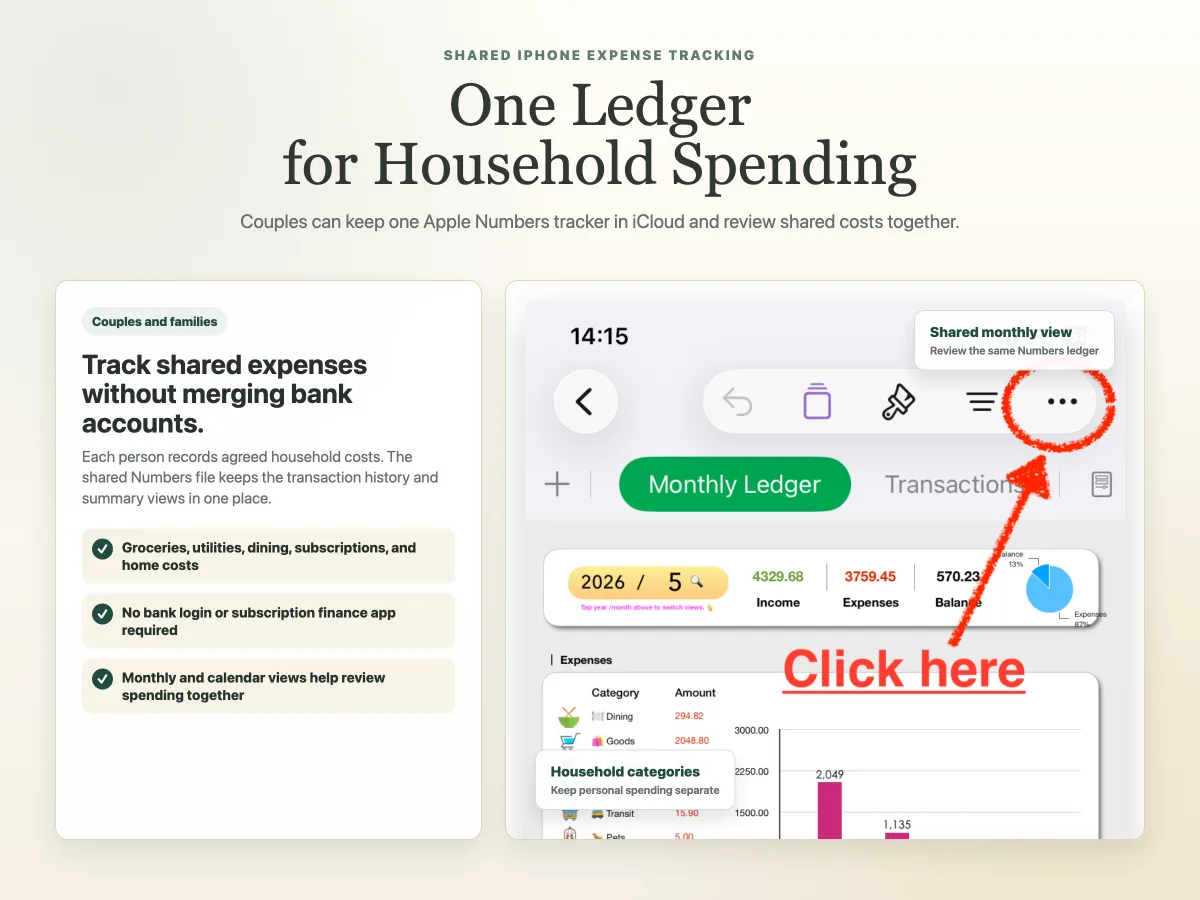 shared expense tracker for couples using iPhone and Apple Numbers